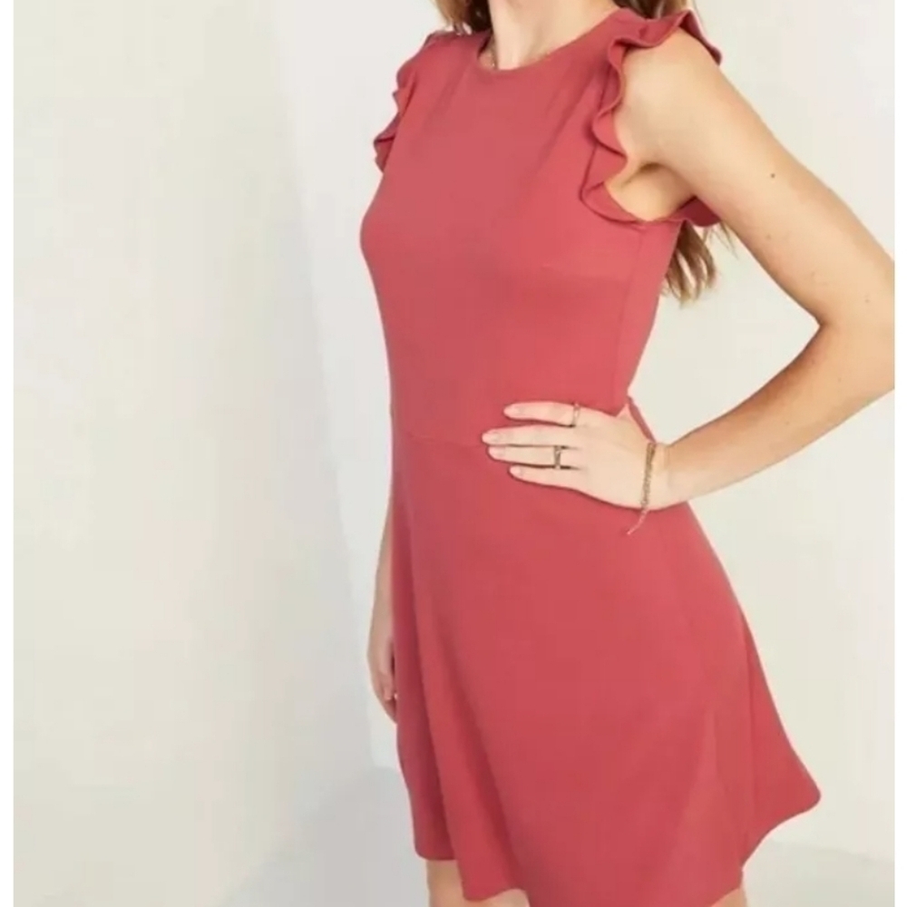 Old Navy Ruffle Sleeve Ponte Knit Sheath Dress Myrrh L